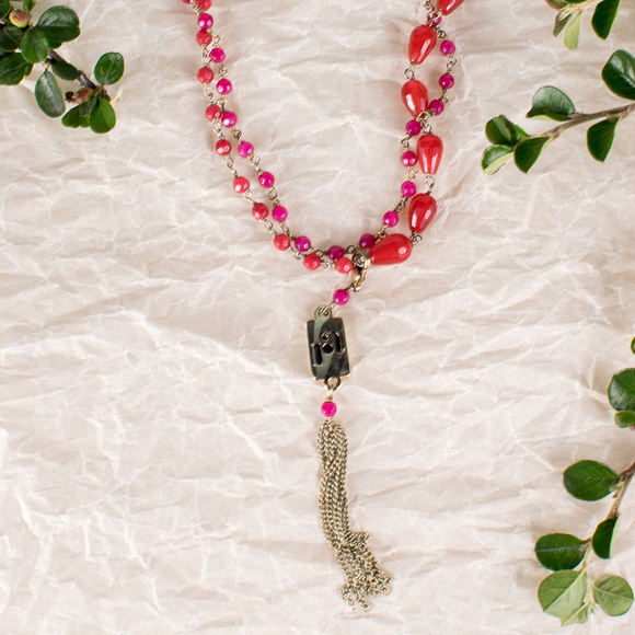 ROSANTICA MILANO RED & PURPLE EVENING NECKLACE | WOMENS - Picture 1 of 4